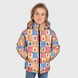 Куртка зимняя для мальчика Геометрический узор Домики, цвет: 3D-черный — фото 2