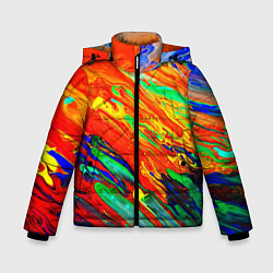 Куртка зимняя для мальчика Неоновый градиент красок, цвет: 3D-черный
