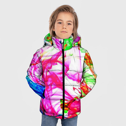 Зимняя куртка для мальчика Неоновые краски в воде / 3D-Красный – фото 3