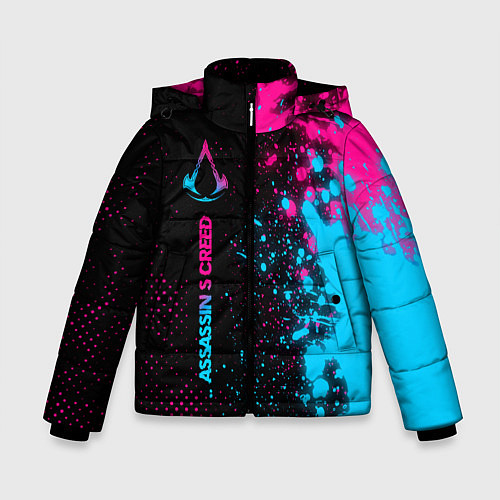 Зимняя куртка для мальчика Assassins Creed - neon gradient: по-вертикали / 3D-Черный – фото 1