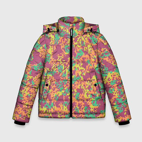 Зимняя куртка для мальчика Цифровой камуфляж - сиренево-зеленый / 3D-Красный – фото 1