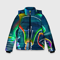 Куртка зимняя для мальчика Неоновые лампы - коллаж, цвет: 3D-светло-серый