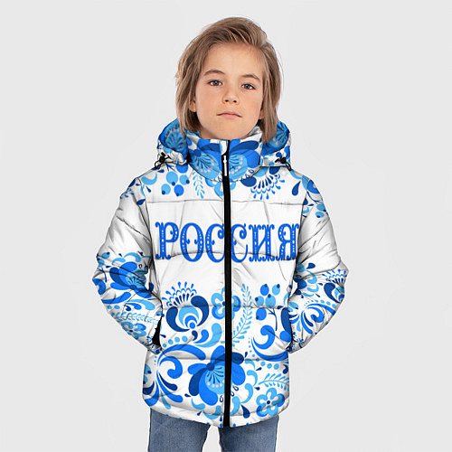 Зимняя куртка для мальчика РОССИЯ голубой узор / 3D-Светло-серый – фото 3