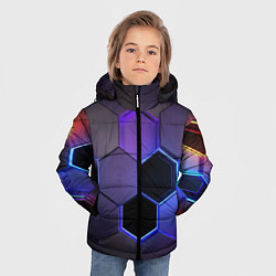 Куртка зимняя для мальчика Стеклянные цветные соты - текстура, цвет: 3D-светло-серый — фото 2