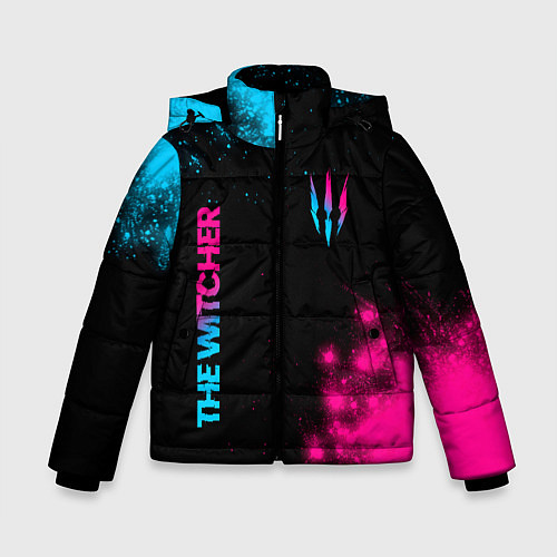 Зимняя куртка для мальчика The Witcher - neon gradient: надпись, символ / 3D-Черный – фото 1