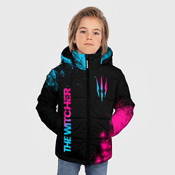 Куртка зимняя для мальчика The Witcher - neon gradient: надпись, символ, цвет: 3D-черный — фото 2