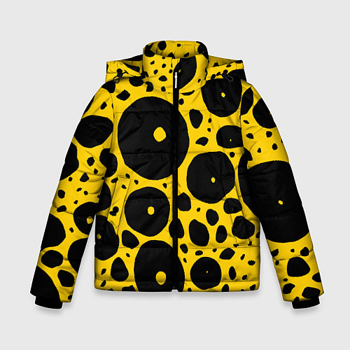 Зимняя куртка для мальчика Черные пятна на желтом фоне / 3D-Черный – фото 1