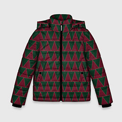 Куртка зимняя для мальчика Красные и зеленые треугольники, цвет: 3D-красный