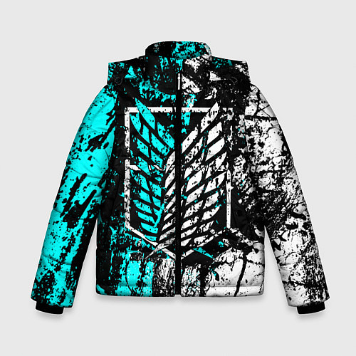 Зимняя куртка для мальчика Атака титанов гранж / 3D-Черный – фото 1