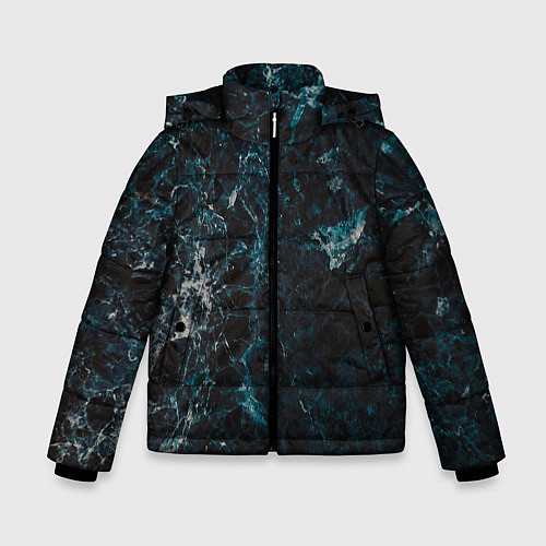 Зимняя куртка для мальчика Синий мрамор с прожилками / 3D-Черный – фото 1