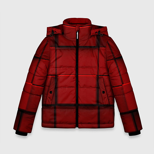 Зимняя куртка для мальчика Абстрактная красные кубики-стена / 3D-Красный – фото 1