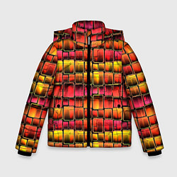Куртка зимняя для мальчика Неоновый геометрический узор, цвет: 3D-светло-серый