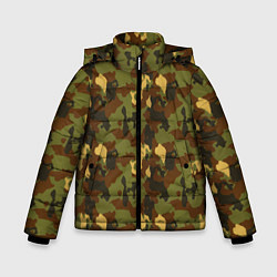 Куртка зимняя для мальчика Камуфляж осень плетёный, цвет: 3D-черный