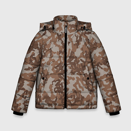 Зимняя куртка для мальчика Камуфляж ВСР-84 песчаный / 3D-Черный – фото 1