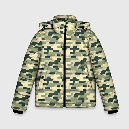 Зимняя куртка для мальчика Камуфляж танковый мелкий / 3D-Черный – фото 1