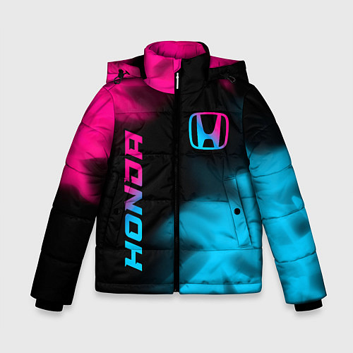 Зимняя куртка для мальчика Honda - neon gradient: надпись, символ / 3D-Черный – фото 1