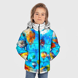 Куртка зимняя для мальчика Воздушные шары на фоне голубого неба рисунок, цвет: 3D-черный — фото 2