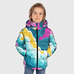 Куртка зимняя для мальчика Яркие разноцветные облачка, цвет: 3D-черный — фото 2