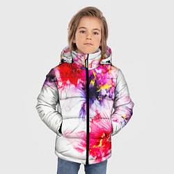 Куртка зимняя для мальчика Акварельные цветы и золото, цвет: 3D-красный — фото 2