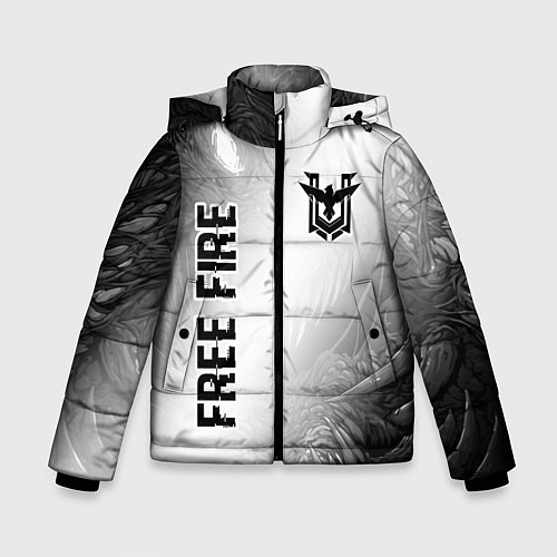 Зимняя куртка для мальчика Free Fire glitch на светлом фоне: надпись, символ / 3D-Черный – фото 1