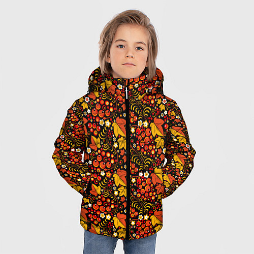 Зимняя куртка для мальчика Осенняя хохлома / 3D-Красный – фото 3