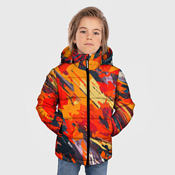 Куртка зимняя для мальчика Оранжевые кляксы, цвет: 3D-светло-серый — фото 2