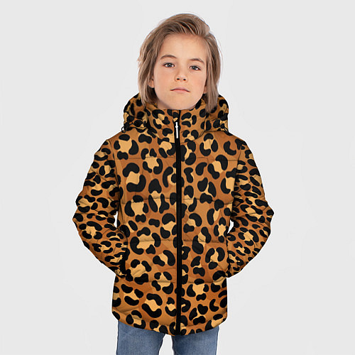 Зимняя куртка для мальчика Леопардовый цвет / 3D-Светло-серый – фото 3