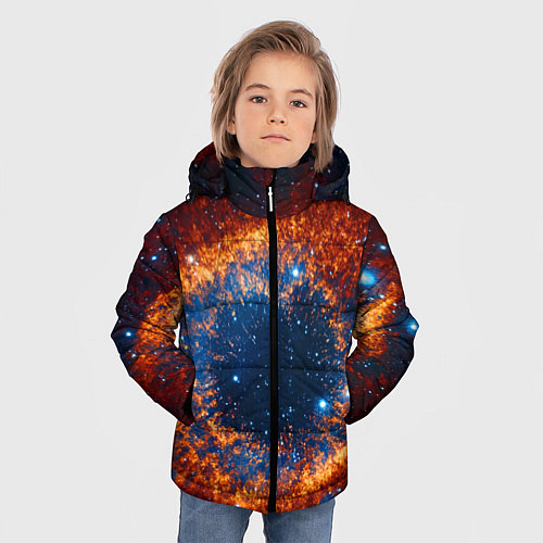 Зимняя куртка для мальчика Космическое галактическое око / 3D-Светло-серый – фото 3