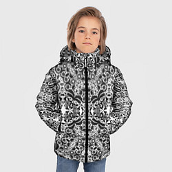 Куртка зимняя для мальчика Черно-белый ажурный кружевной узор, цвет: 3D-светло-серый — фото 2
