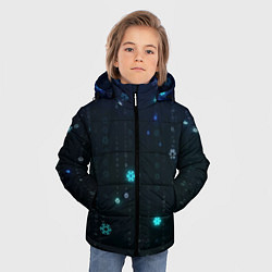 Куртка зимняя для мальчика Неоновый дождик из снежинок, цвет: 3D-черный — фото 2