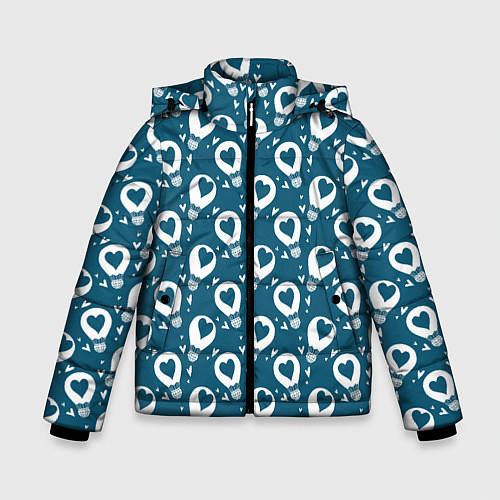 Зимняя куртка для мальчика Воздушный шар и сердце / 3D-Черный – фото 1