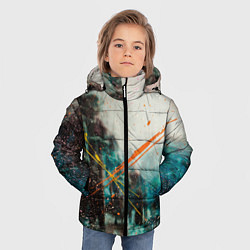 Куртка зимняя для мальчика Синий туман и краски, цвет: 3D-черный — фото 2