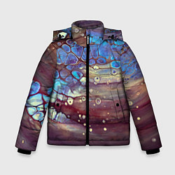 Куртка зимняя для мальчика Тёмный песок и синие блестящие камни, цвет: 3D-светло-серый
