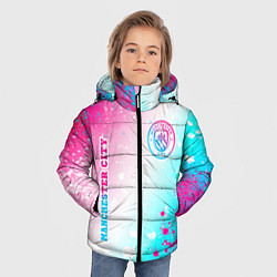Куртка зимняя для мальчика Manchester City neon gradient style: надпись, симв, цвет: 3D-черный — фото 2