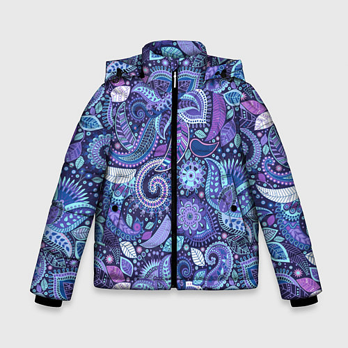 Зимняя куртка для мальчика Индийский орнамент - Пейсли / 3D-Черный – фото 1