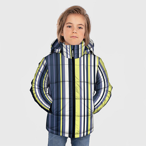 Зимняя куртка для мальчика Абстрактные разноцветные линии / 3D-Светло-серый – фото 3