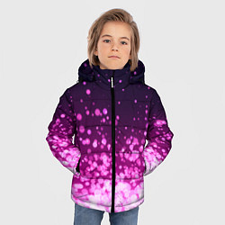 Куртка зимняя для мальчика Розовые блёстки на тёмном фоне, цвет: 3D-светло-серый — фото 2