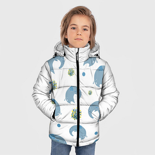 Зимняя куртка для мальчика Слоник с одуванчиком / 3D-Красный – фото 3