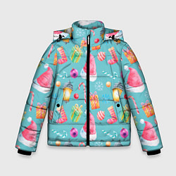 Куртка зимняя для мальчика Новогодний коллаж, цвет: 3D-светло-серый