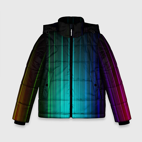 Зимняя куртка для мальчика Радужные неоновые свечения / 3D-Черный – фото 1