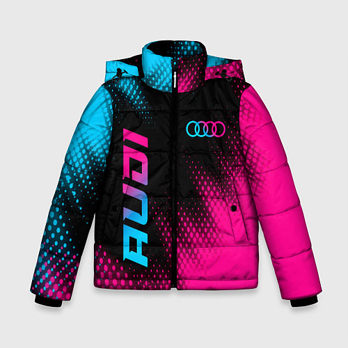 Зимняя куртка для мальчика Audi - neon gradient: надпись, символ / 3D-Черный – фото 1