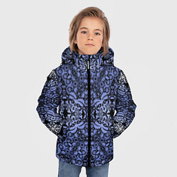 Куртка зимняя для мальчика Ажурный модный кружевной синий узор, цвет: 3D-светло-серый — фото 2