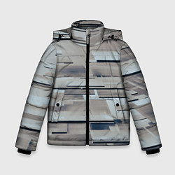 Куртка зимняя для мальчика Металлические пластины в абстракции, цвет: 3D-светло-серый