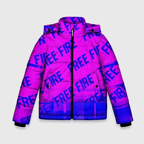 Зимняя куртка для мальчика Free Fire glitch text effect: паттерн / 3D-Черный – фото 1