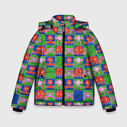 Куртка зимняя для мальчика Пиксельный рисунок поп арт, цвет: 3D-черный