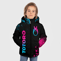 Куртка зимняя для мальчика Totoro - neon gradient: надпись, символ, цвет: 3D-черный — фото 2