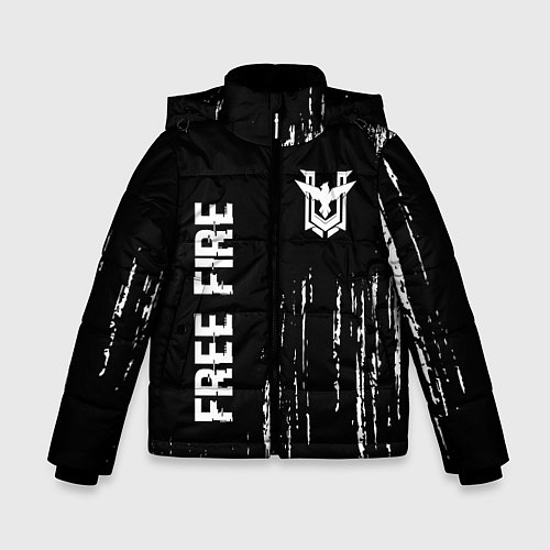 Зимняя куртка для мальчика Free Fire glitch на темном фоне: надпись, символ / 3D-Черный – фото 1