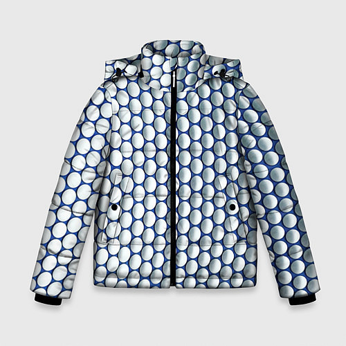 Зимняя куртка для мальчика Геометрические бело-синие круги / 3D-Черный – фото 1
