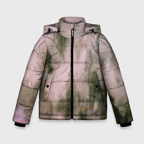 Зимняя куртка для мальчика Абстрактный туман и следы красок / 3D-Красный – фото 1