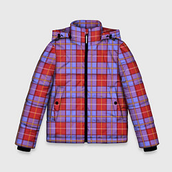 Зимняя куртка для мальчика Ткань Шотландка красно-синяя